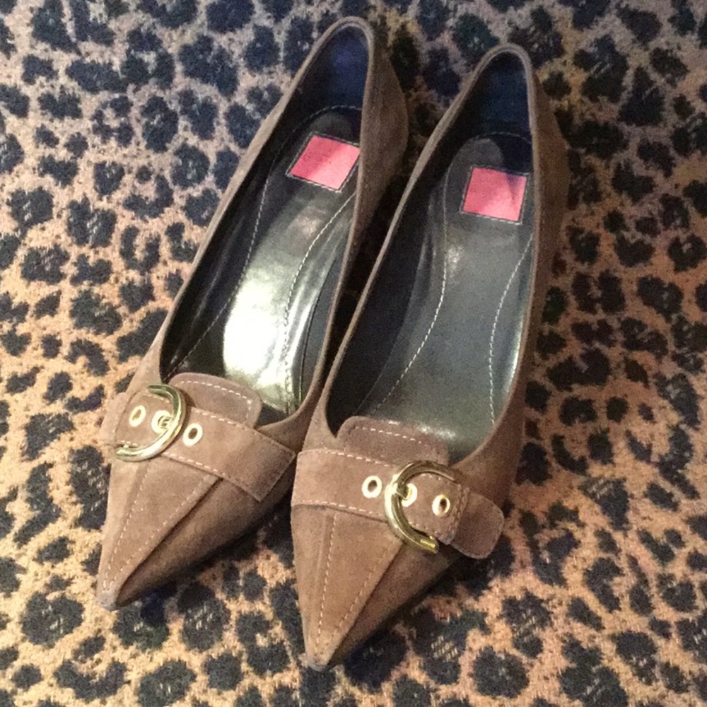 Coach dark khaki suede pumps